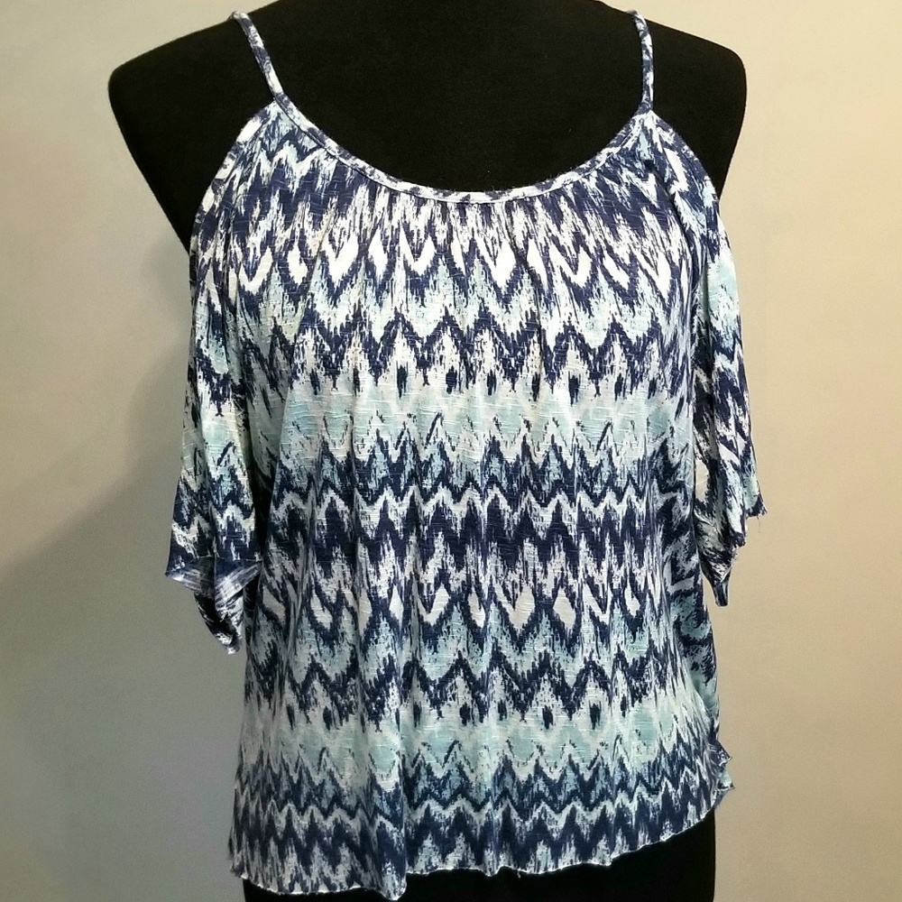 Flowy open shoulder blouse